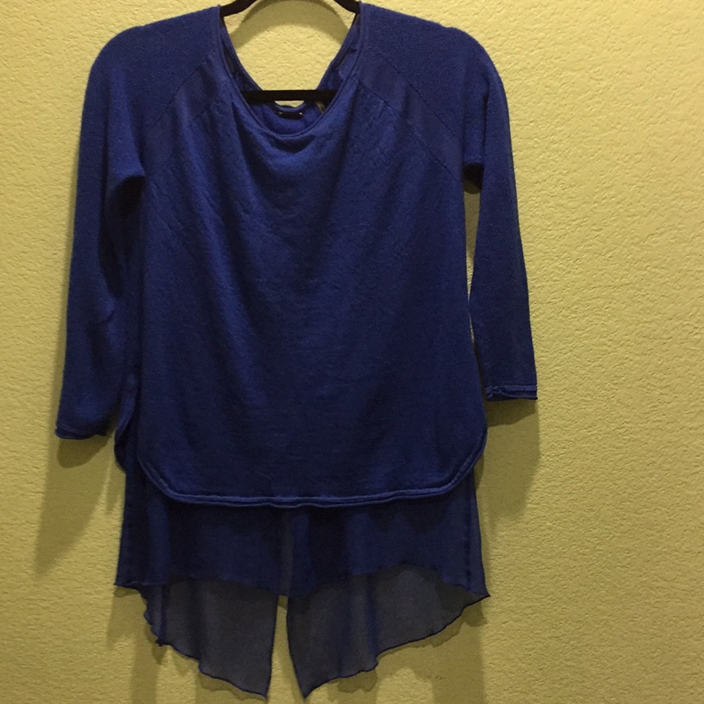 Elie Tahari merino wool/georgette silk top sweater vintage